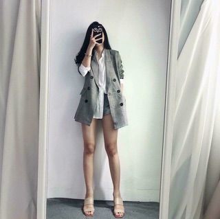 ÁO KHOÁC VEST KẺ XÁM