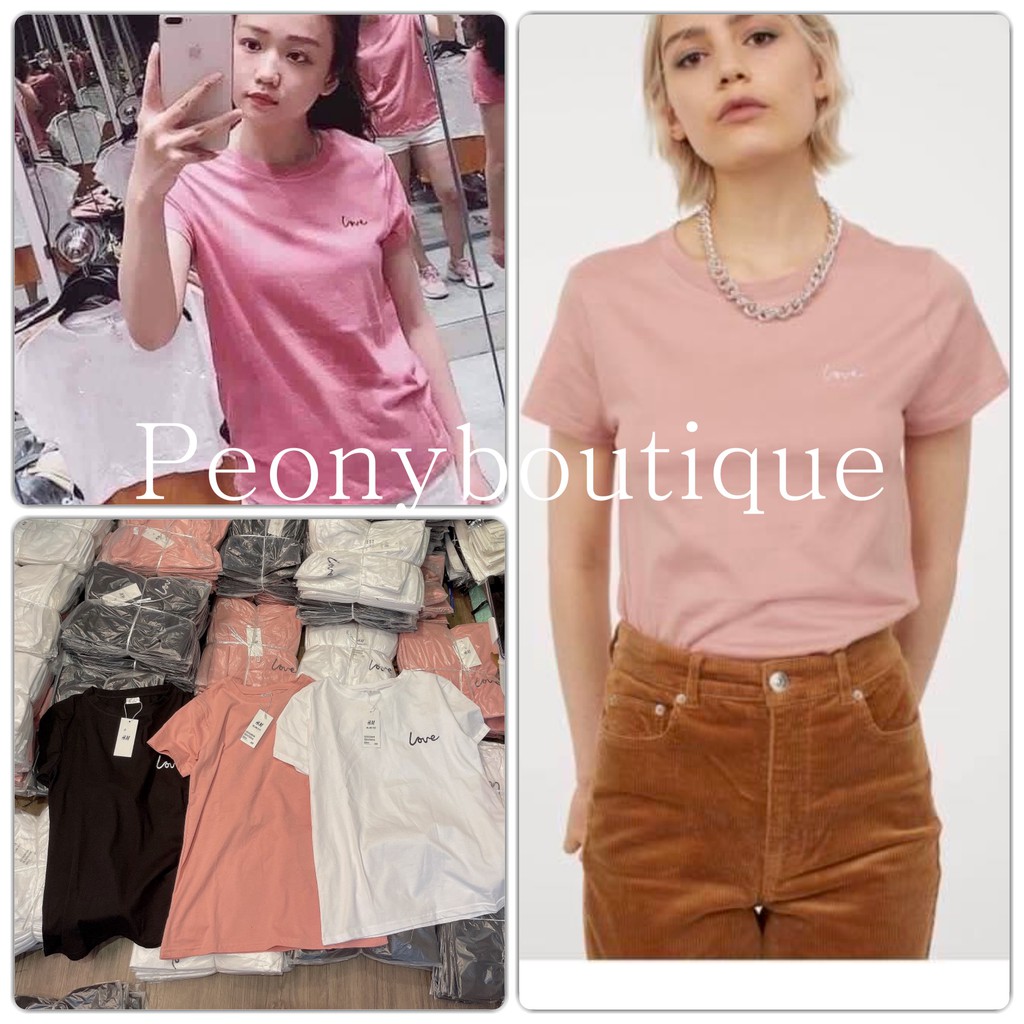 Áo Thun Love Dáng Suông Nữ [FREESHIP] 🌸 Phông trơn cộc tay thêu chữ nhỏ, pull màu ĐEN | TRẮNG | HỒNG Ulzzang HOT 🌸