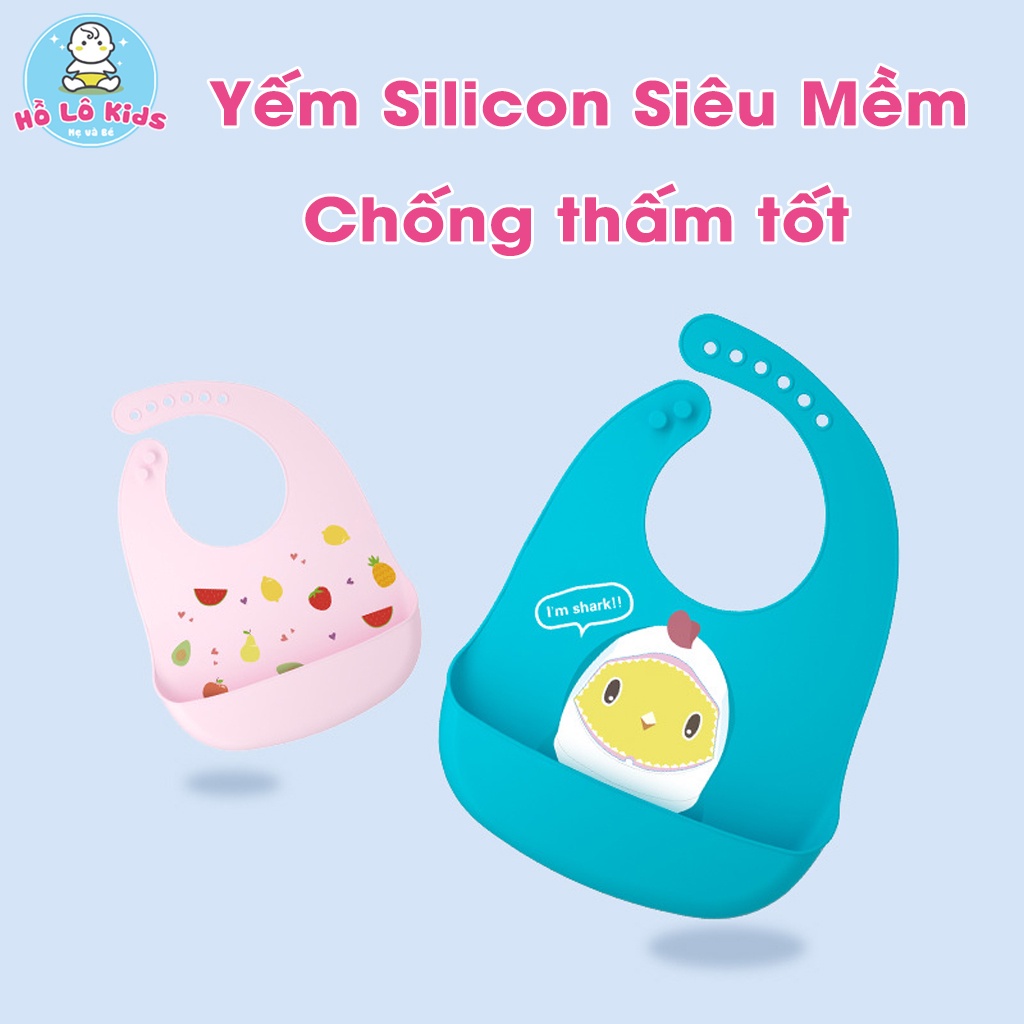 Yếm ăn dặm cho bé silicon có máng chống thấm hình thú siêu đáng yêu Hồ Lô Kids