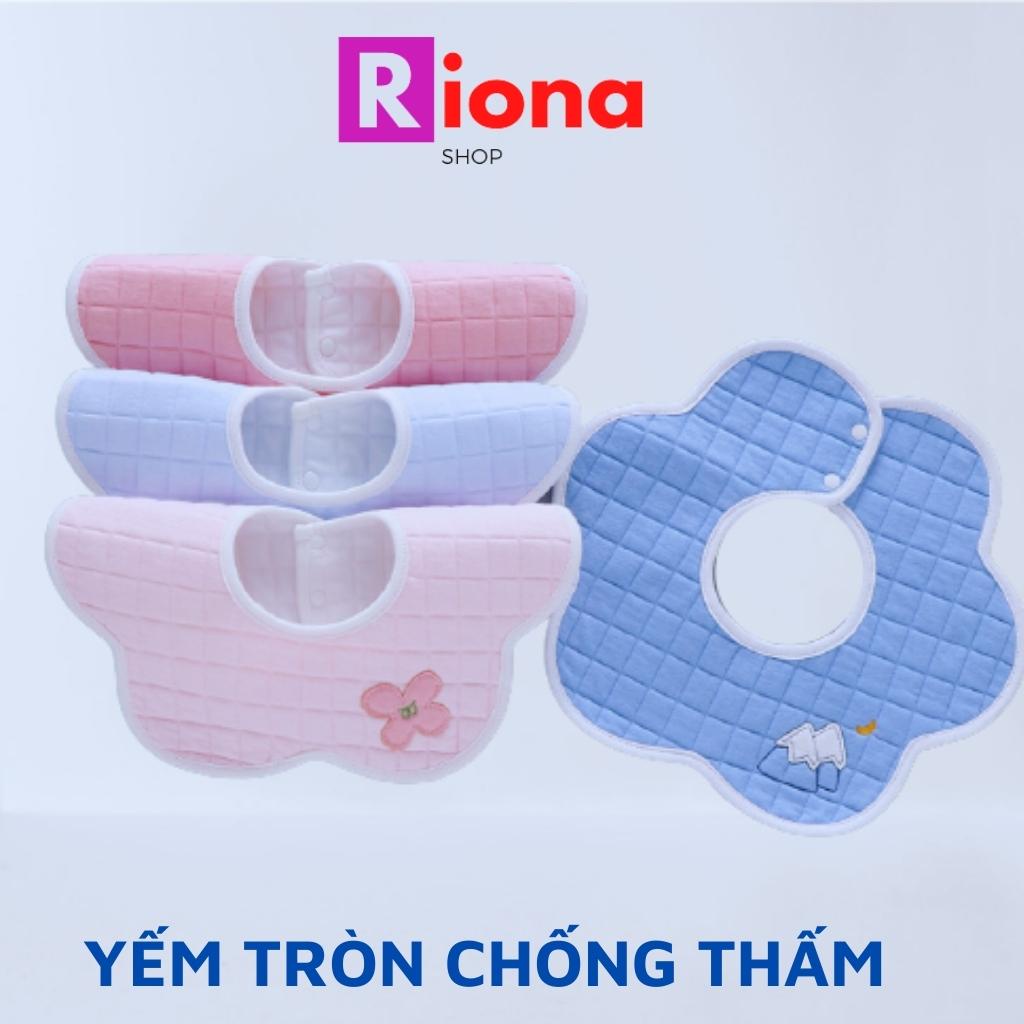 Yếm tròn xoay cho bé ăn dặm chống thấm yếm dãi vải cotton chống thấm mềm mịn set 2 cái RIONASHOP