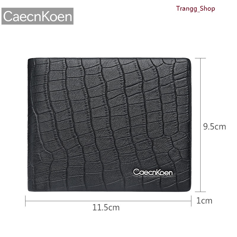 Ví Nam Dáng Ngắn CaecnKoen Da Bò 2 Lớp Cao Cấp Full Hộp Đựng Cao Cấp