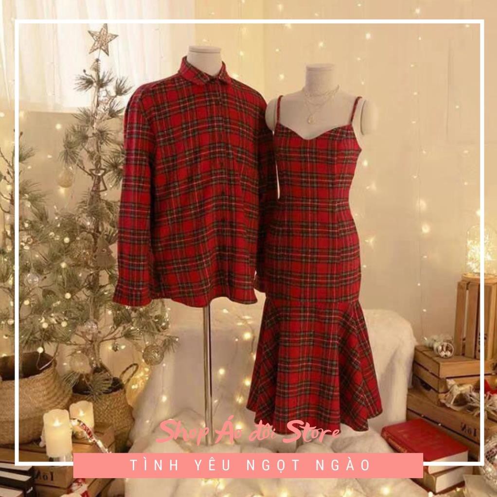 Bộ áo váy sơ mi cặp cao cấp, đồ đôi nam nữ  dễ thương, chất đẹp để chụp hình cưới, đi du lịch