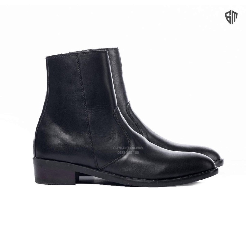 Giày nam Zip Boots da bò màu đen thời trang | BigBuy360 - bigbuy360.vn