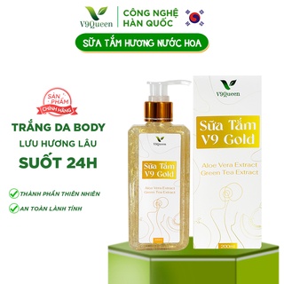 Sữa tắm nước hoa V9Queen, dưỡng trắng da giảm mụn, mùi hương trái cây dịu mát - V9 Gold 200ml/Chai