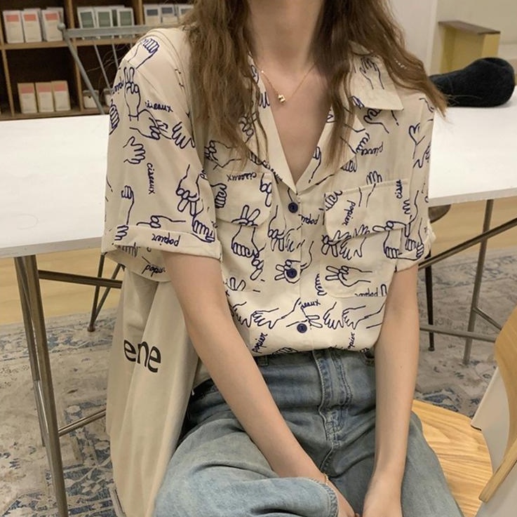 Áo Sơ Mi Ngắn Tay In Họa Tiết Vui Nhộn 49776