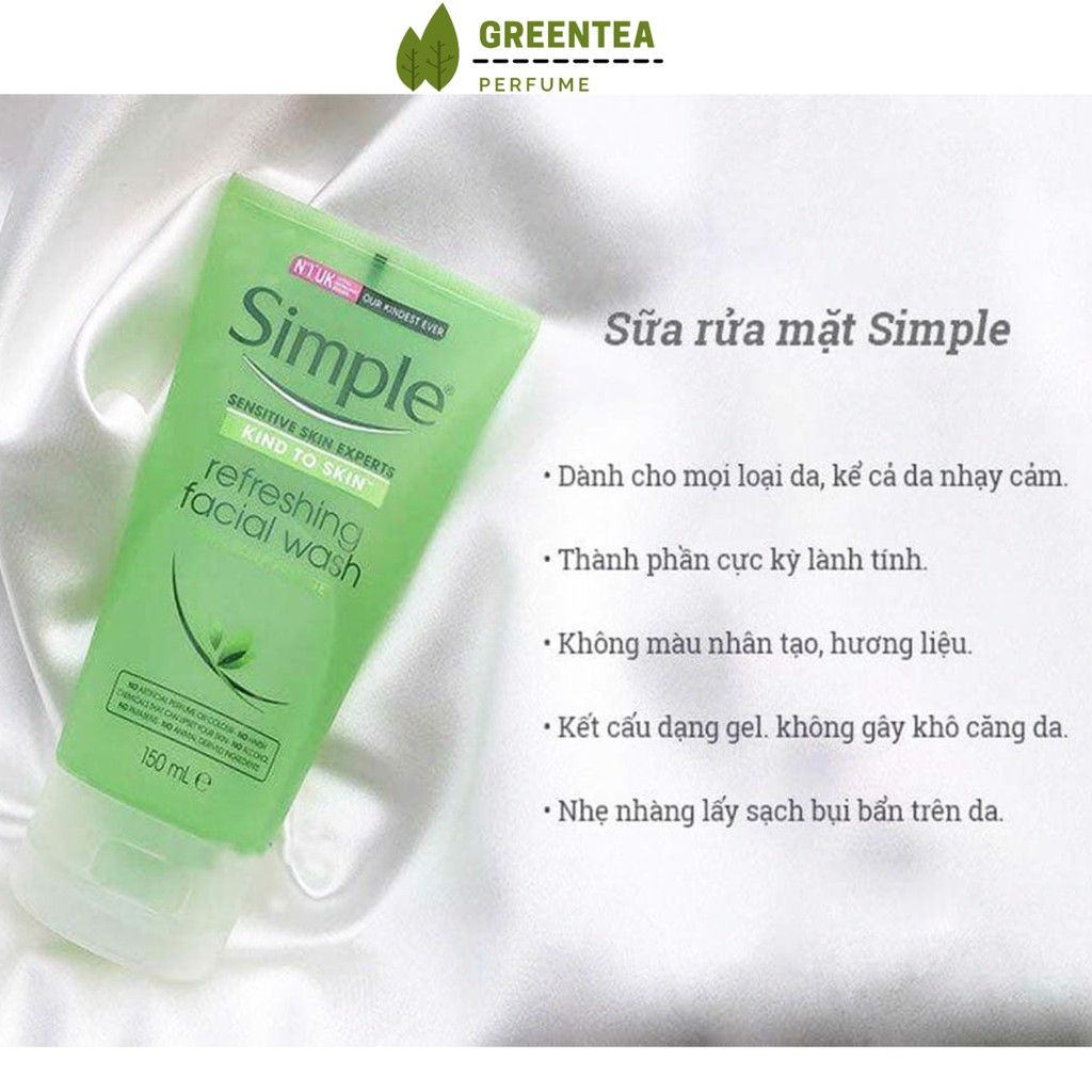 Sữa Rửa Mặt Simple Gel Kind To Skin Refreshing Facial Wash Gel 150ml