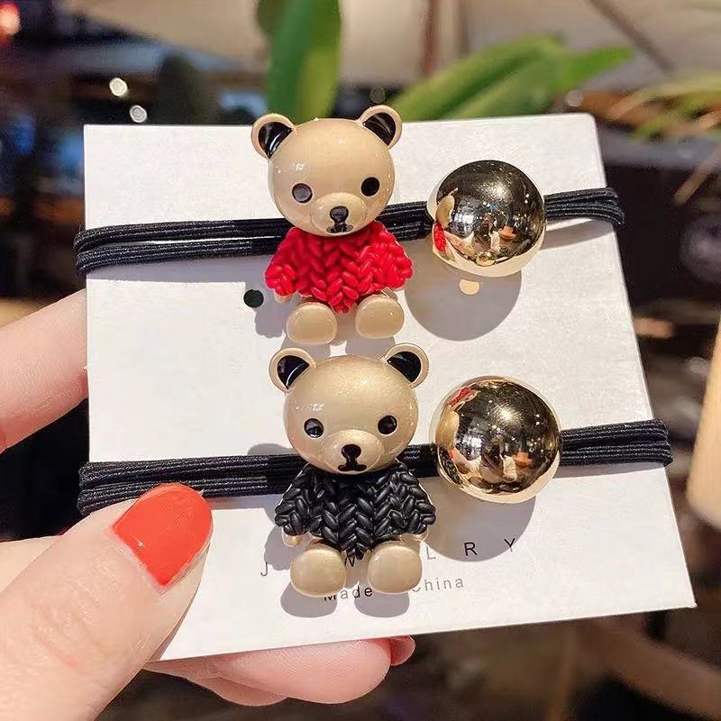 Dây Buộc Tóc Cao Su Co Giãn Hình Gấu Dễ Thương Phong Cách Hàn Quốc Cho Nữ