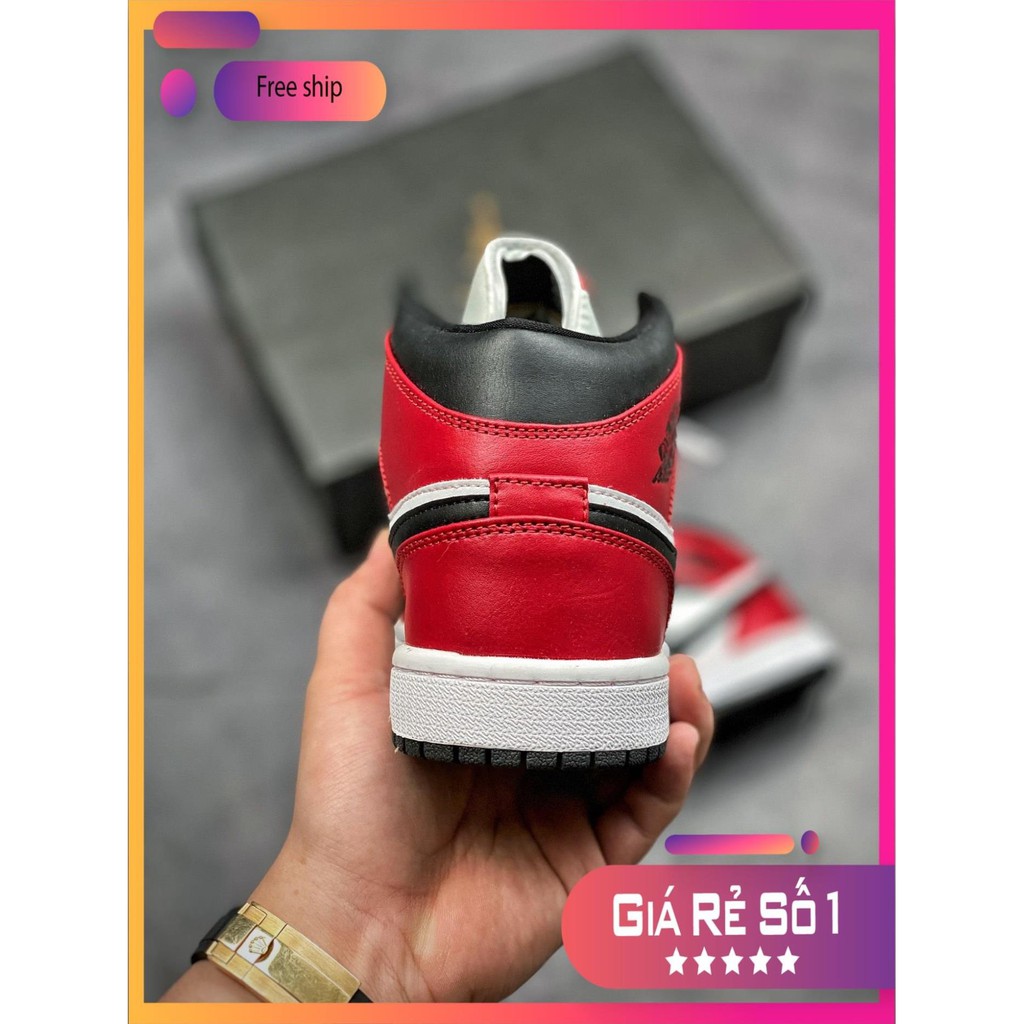 (FULL BOX + QUÀ TẶNG) Giày thể thao Air Jordan 1 Mid Chicago Toe cao cổ siêu đẹp dành cho nam và nữ .