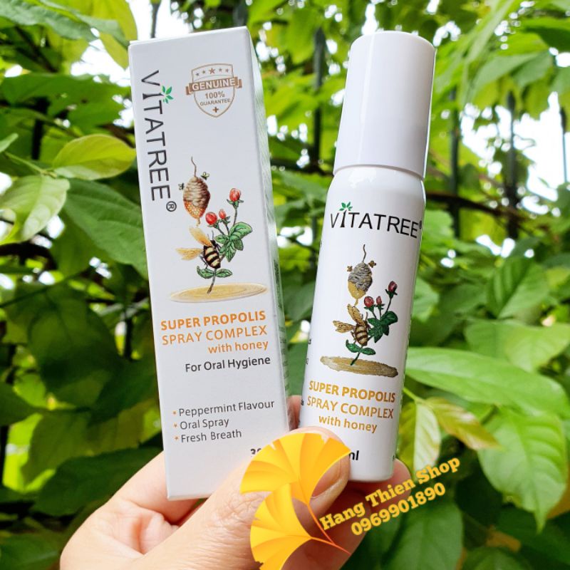 Xịt keo ong Vitatree Super Propolis Spray complex with Manuka Honey 15+ _ 25ml