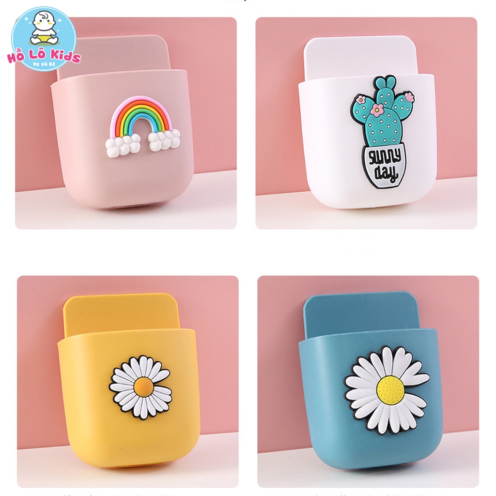 Hộp dán tường đựng điều khiển tivi, điều hòa, điện thoại có lỗ cắm sạc treo tường tiện lợi Hồ Lô Kids
