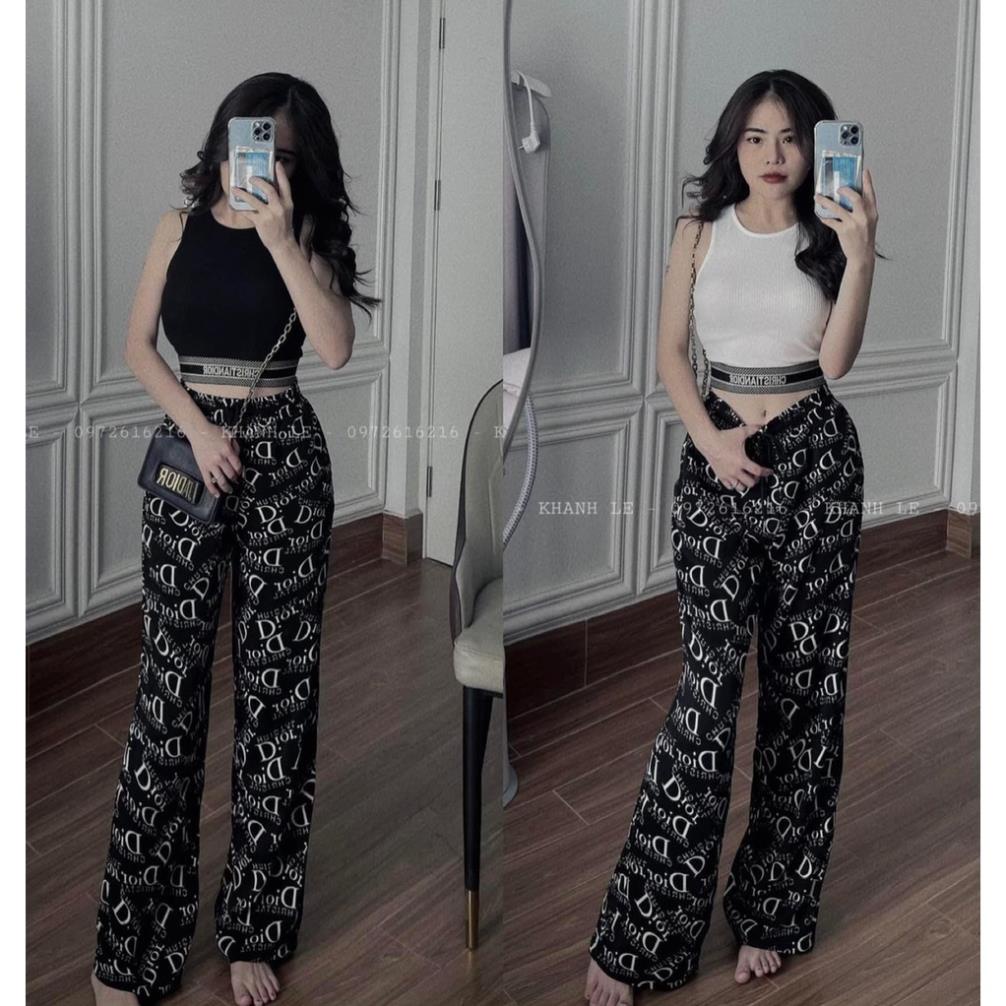 [ 𝐅𝐑𝐄𝐄 𝐒𝐇𝐈𝐏 ] SÉT BỘ CROPTOP BO DỆT CHỮ QUẦN RỘNG ỐNG HỌA TIẾT | BigBuy360 - bigbuy360.vn