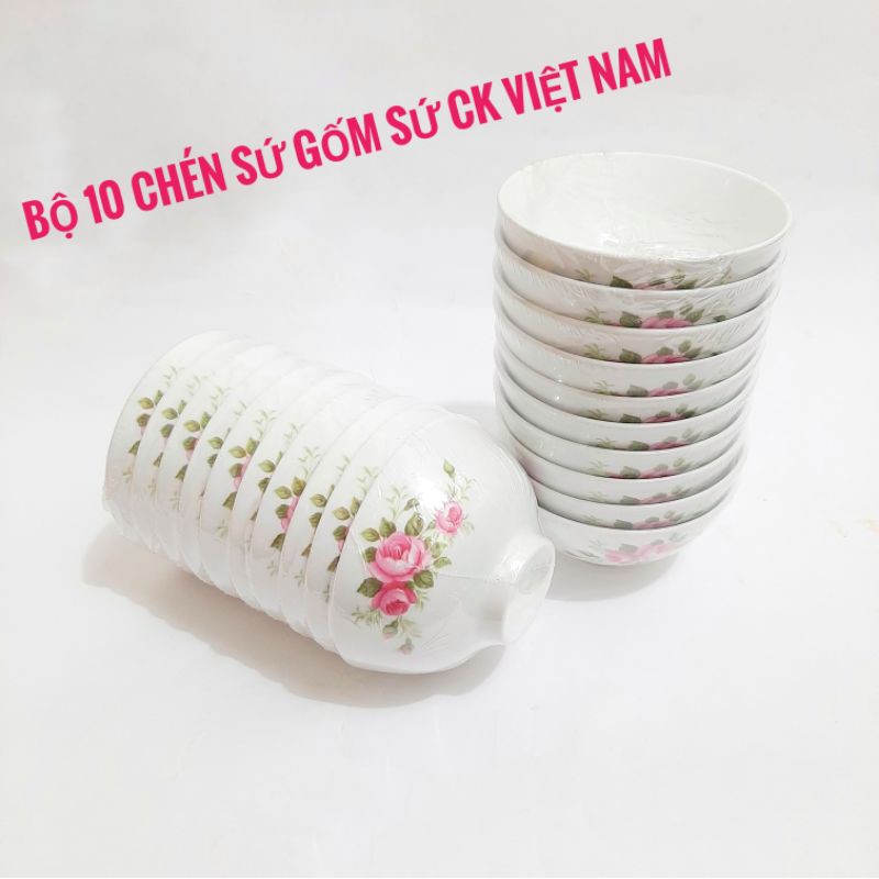 Combo 10 chén sứ gốm sứ CK Việt Nam