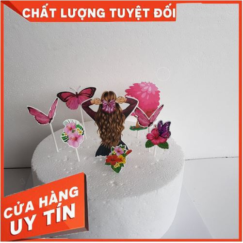 Set thẻ giấy cô gái trang trí bánh kem,trang trí bánh sinh nhật,an toàn,giá thành siêu rẻ,tiện lợi