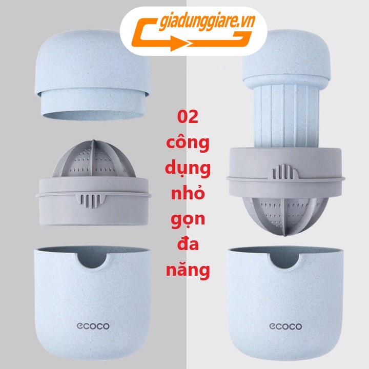 ( Bộ vắt cam ECOCO cao cấp ) Dụng cụ VẮT cam kiêm ÉP hoa quả trái cây 2in1 tiện lợi chất liệu nhựa LÚA MẠCH an toàn