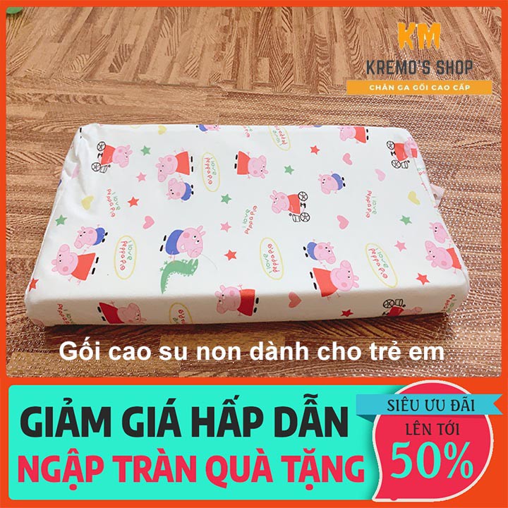 Gối cao su non trẻ em [FREESHIP] Gối cao su tự nhiên chính hãng kích cỡ 25 x 45 có lỗ thoáng khí giúp bé êm ái khi ngủ