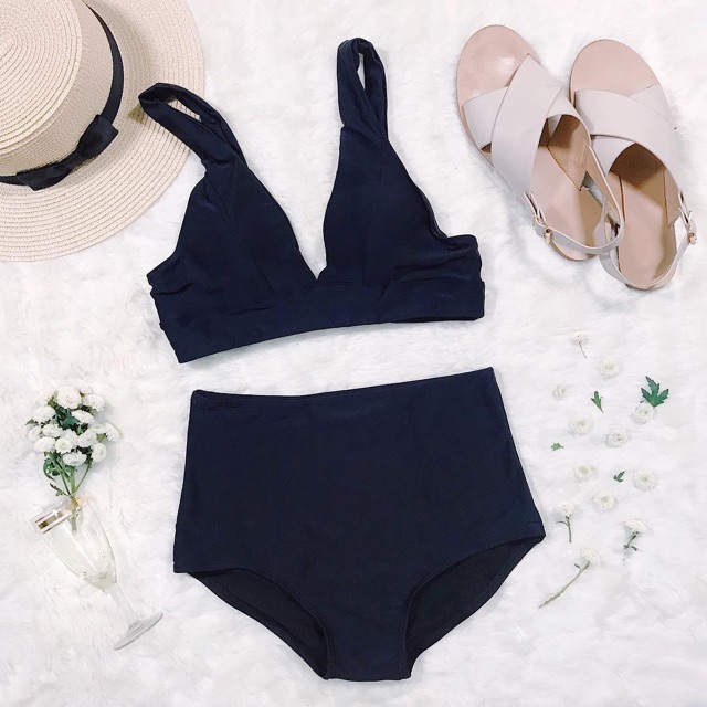𝑹𝑬𝑼𝑺𝑺𝑰𝑬 𝑩𝑰𝑲𝑰𝑵𝑰 Đồ bơi hai mảnh cạp cao khoét ngực đen phong cách Hàn Quốc #rsbkn029 | BigBuy360 - bigbuy360.vn