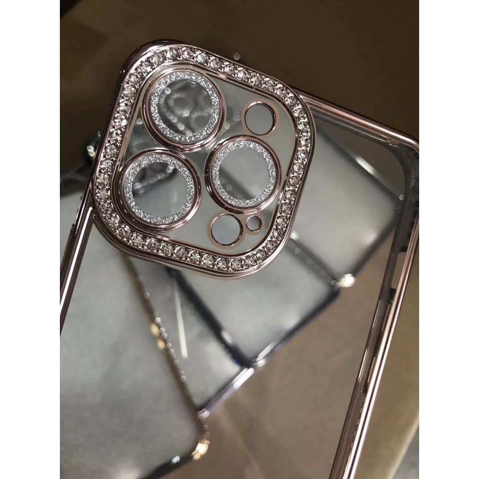 CHÍNH HÃNG REKY  ốp lưng IPHONE VIỀN KIM TUYẾN ĐÁ VIỀN LƯNG TRONG CAMERA NHŨ CẠNH VUÔNG 11 12 13 14 PLUS PRO MAX