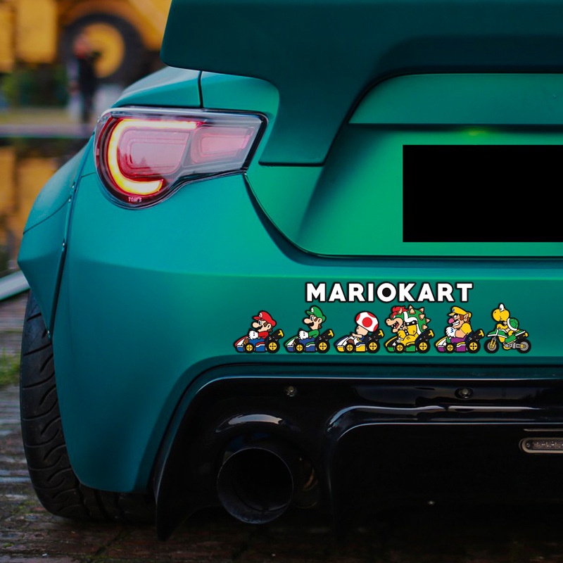 Sticker Mario Kart Racing Game Phản Quang Dễ Thương Vui Nhộn Dán Trang Trí Kính Chắn Gió Xe Hơi Xe Máy EBike