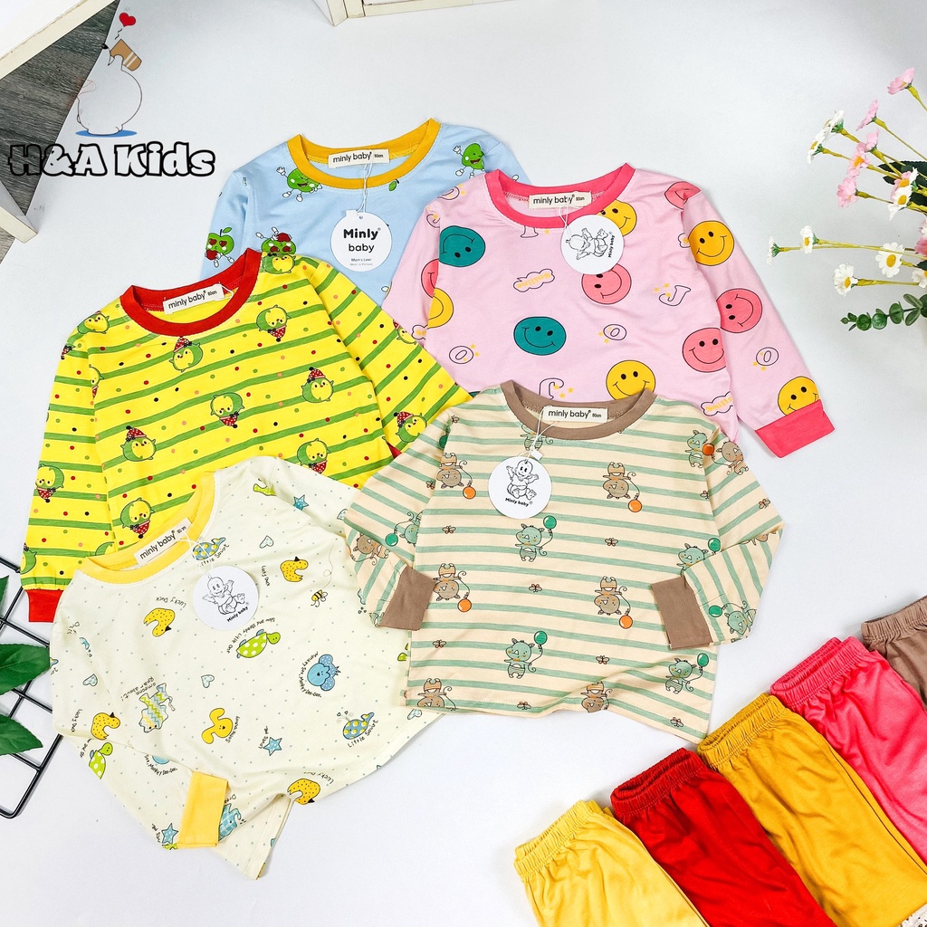 [Bé 19-32kg] Bộ dài tay thun lạnh in áo phối quần màu Minky Mom mềm mịn mát cho bé trai bé gái từ 19-32kg - HÀNG LOẠI 1