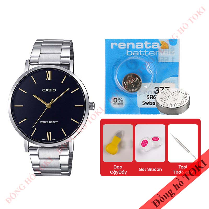 Pin thay đồng hồ đeo tay casio MTP-VT01 dây da dây kim loại các màu