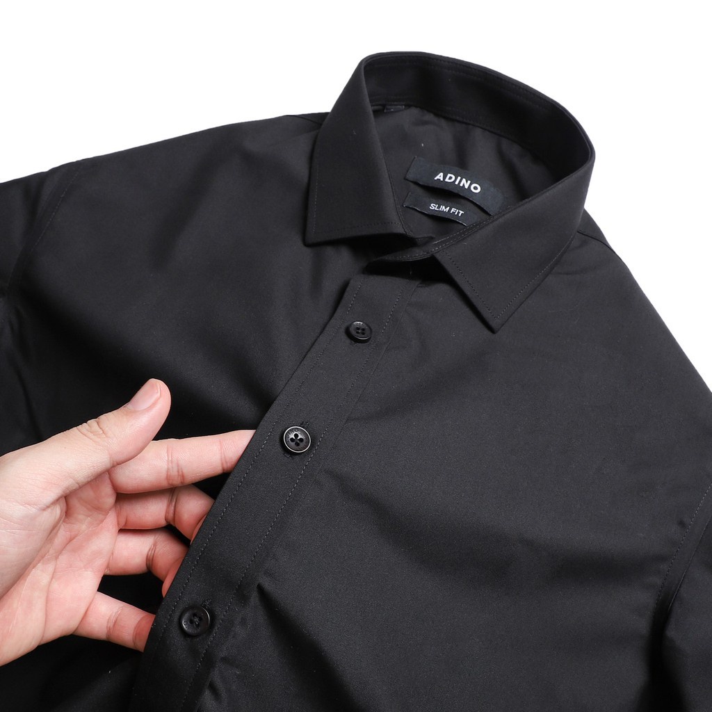 Áo sơ mi nam ngắn tay  màu đen vải lụa chống nhăn dáng slimfit trẻ trung năng động SMC280