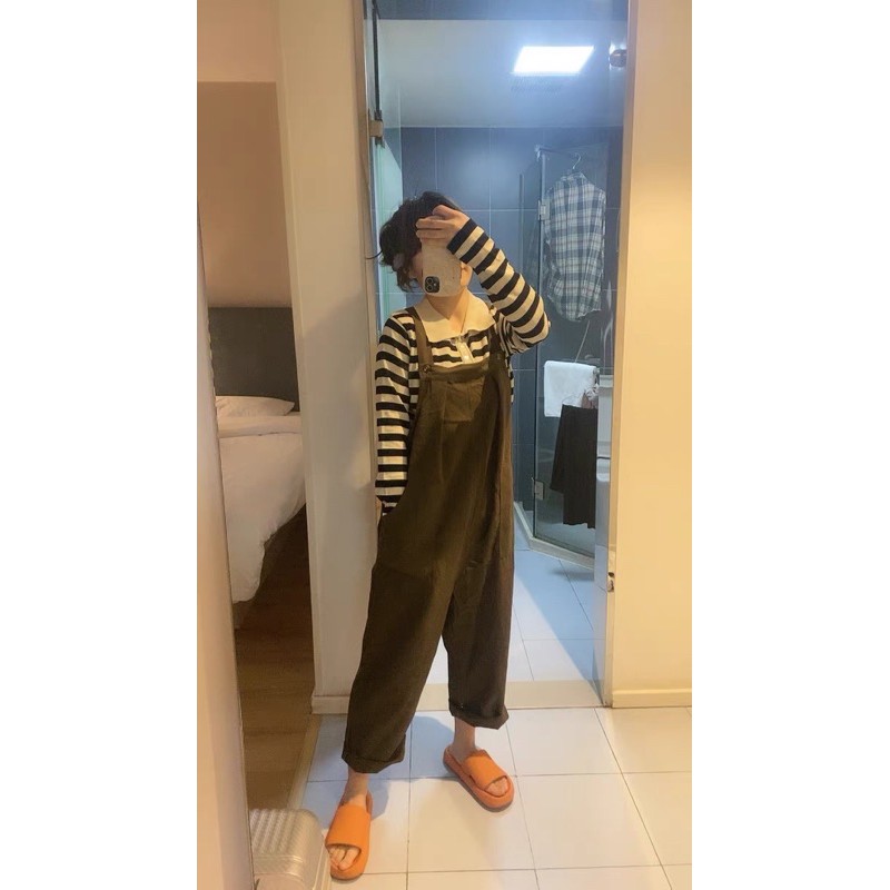 [ẢNH THẬT] quần yếm kaki nữ dáng dài ống suông lạ mắt vintage xinh xắn | BigBuy360 - bigbuy360.vn