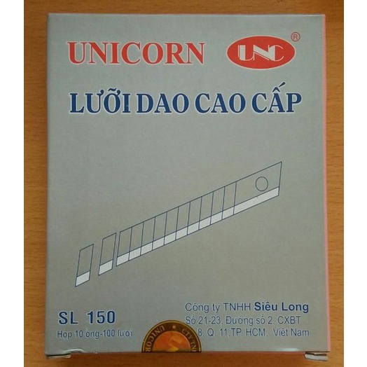 hộp Lưỡi dao Unicorn SL-150A (SL102) hộp đen (10 nhỏ Hộp 100 lưỡi)