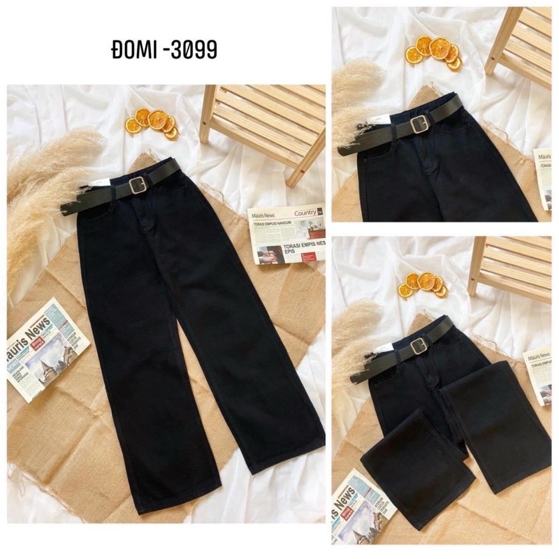 Quần baggy jean ống suông đen Ms 4099