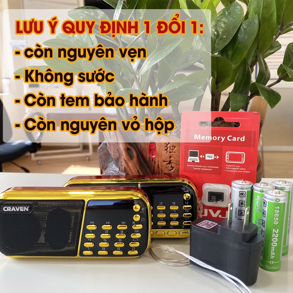 Loa Đài Craven nghe thẻ nhớ, USB, FM, Máy nghe nhạc mini Tắm Ngôn Ngữ Caraven CR 853