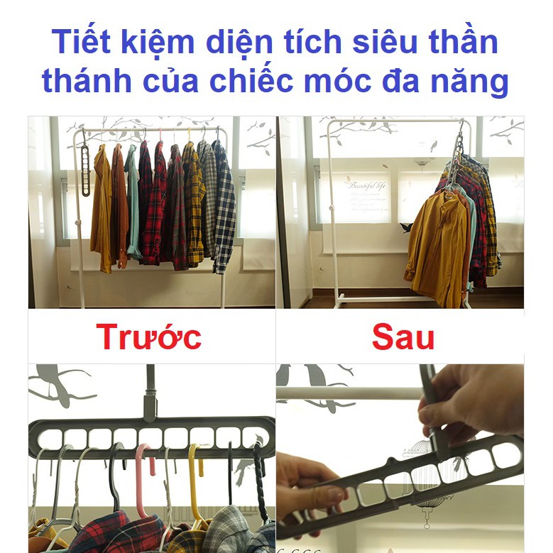 Móc treo quần áo đa năng 9 lỗ tiện ích