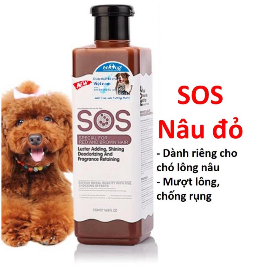 Sữa Tắm SOS cho chó mèo 530ml loại SOS Nâu đỏ chó chó lông màu