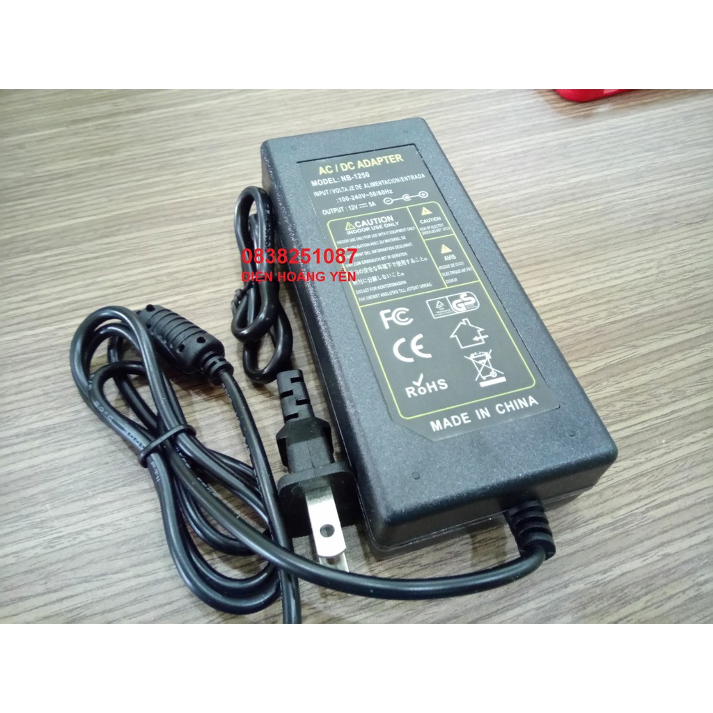 Nguồn 12v 5a adapter ( loại liền dây)