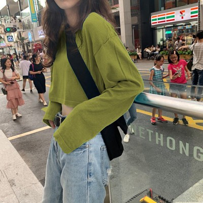 Áo Phông Nữ Chui Đầu dài tay hở rốn Màu Đỏ lưới phong cách Hàn Quốc mẫu mới mùa thu 2021