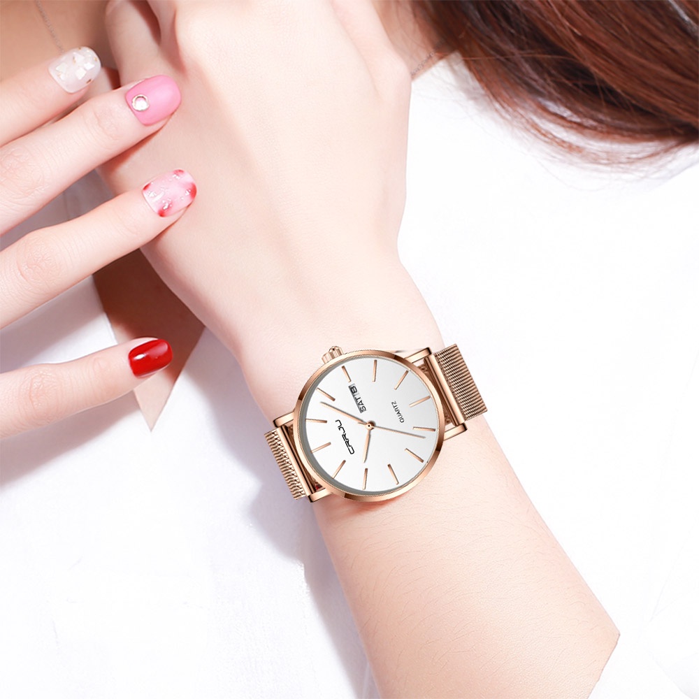 Đồng hồ CRRJU 2188X thiết kế đơn giản thời trang bằng thép không gỉ cho nữ