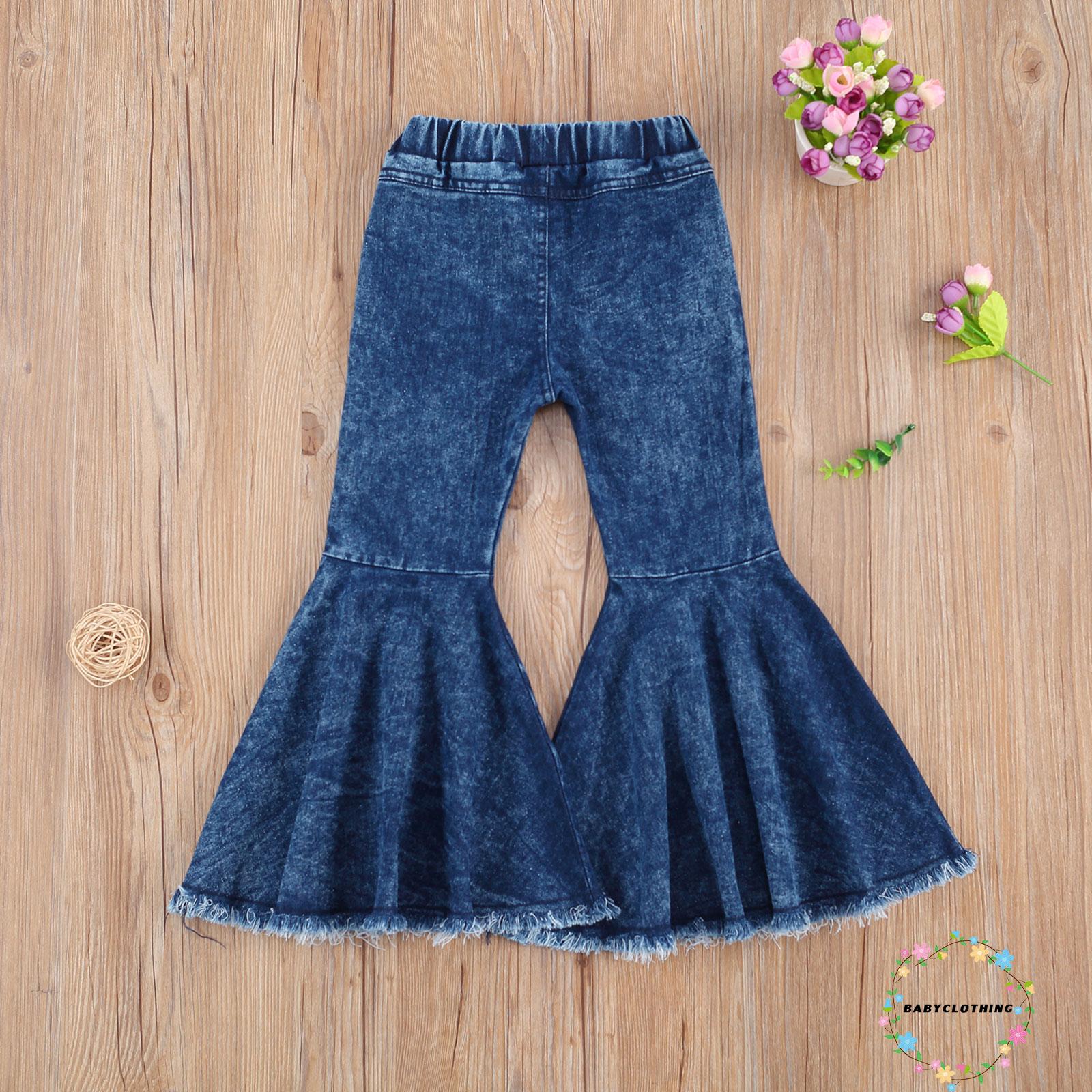 Quần Jeans Dài Ống Loe Thời Trang Cho Bé Gái