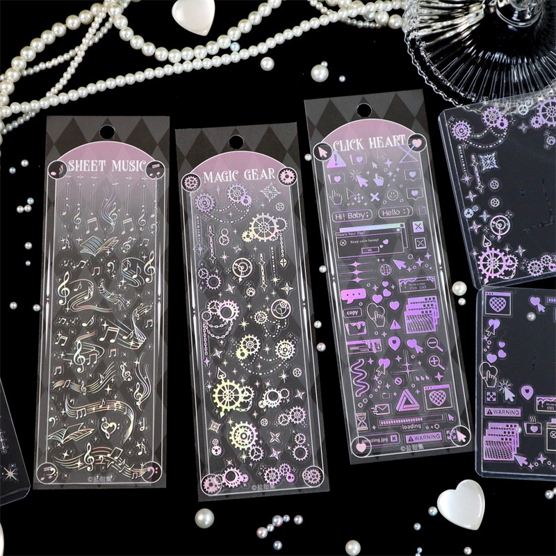 Mr. Giấy 8 Tờ rơi Into Stars and Moon Stickers Hoa bướm Âm nhạc Điểm số Hình dán bánh răng Sổ tay sáng tạo Vật liệu làm cảnh Tự làm Trang trí Văn phòng phẩm Dán
