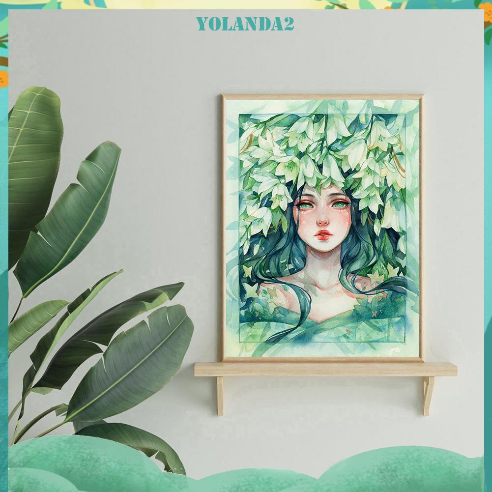 Bộ tranh thêu chữ thập 11ct hình cô gái và hoa làm thủ công