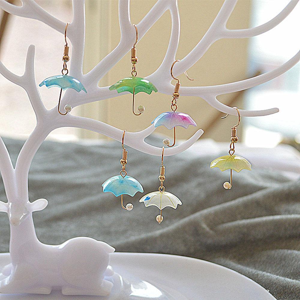 Khuyên Tai Lủng Lẳng Hình Cây Dù Nhiều Màu Trong Suốt Cho Nữ