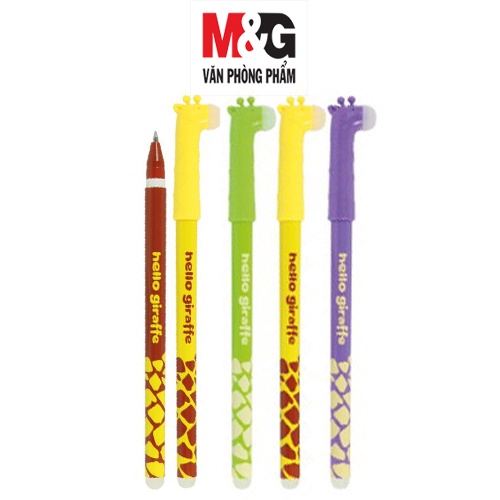 Bút nước xoá được M&G AKPB7372 mực xanh, ngòi 0.5mm nắp hình con Ngựa thân có 4 màu
