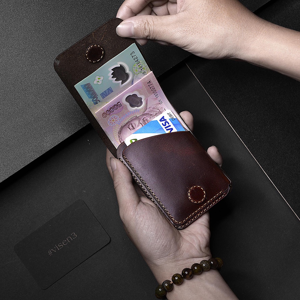 Ví nam mini AD14, ví sen da bò cao cấp, bóp nam thiết kế nhỏ gọn đơn giản, bảo hành da 06 tháng - Adonis Leather