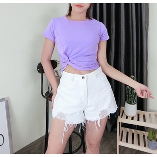 áo xoắn bên sườn chất zip cotton nhiều màu