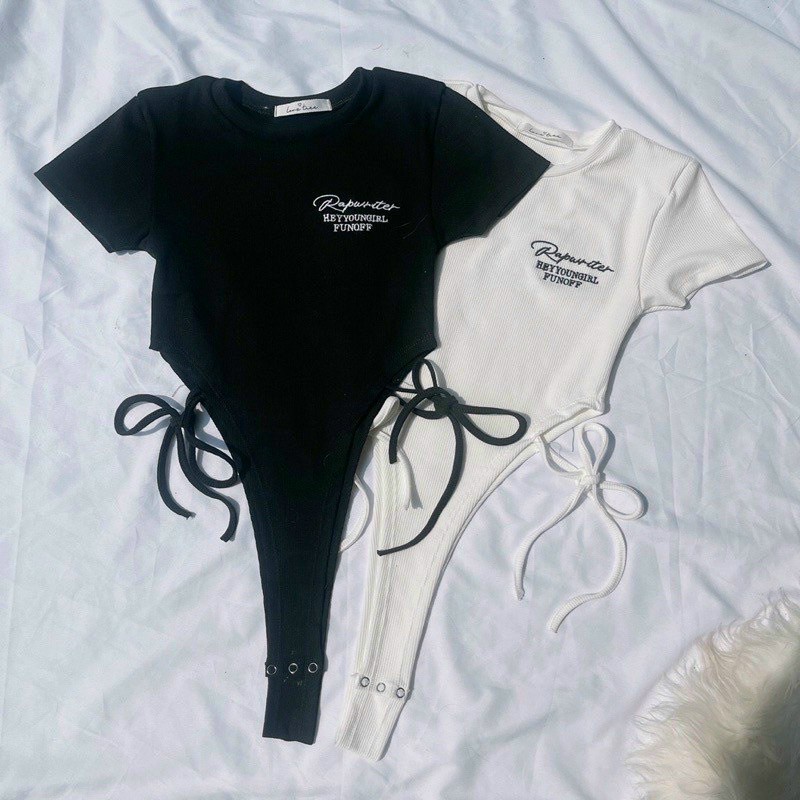 Áo boddysuit nữ tay ngắn , áo liền thân ôm boddy gân tăm co giãn khoét tạo đường cong quyến rũ (kèm hình thật) alohashop