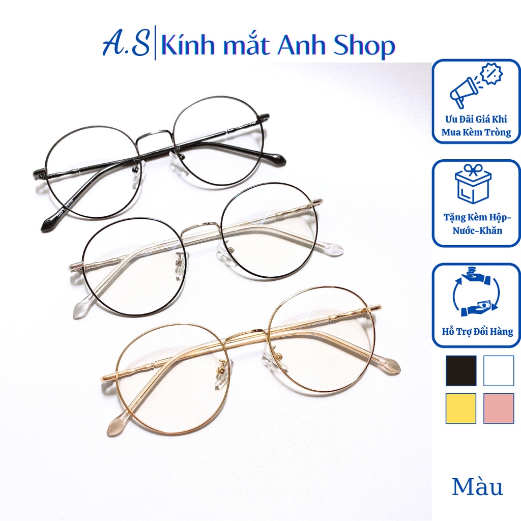 [Mã SKAMCLU8 giảm 10% cho đơn từ 100K] Gọng kính tròn 72323 nhận cắt mắt cận viễn loạn