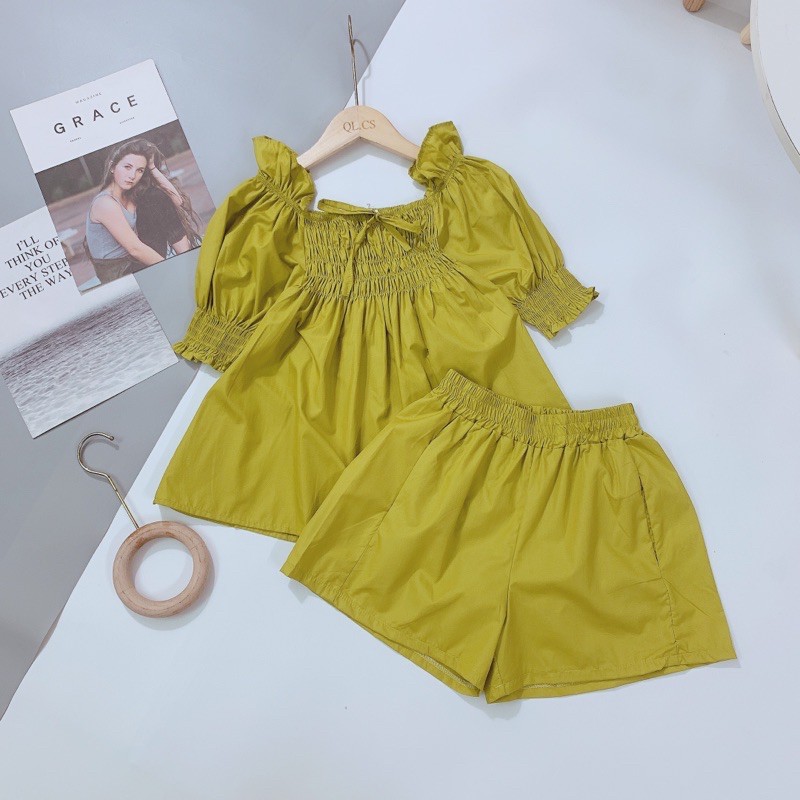 [Mã WASTCOOL giảm 15% tối đa 50K đơn 99K] BNU69 - SET ĐŨI XANH CHUỐI CHUN NGỰC TAY BỒNG NỮ | BigBuy360 - bigbuy360.vn