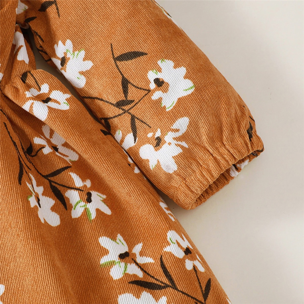 Đầm MIKRDOO cổ Peter Pan tay dài in họa tiết hoa dành cho bé gái từ 1-6 tuổi