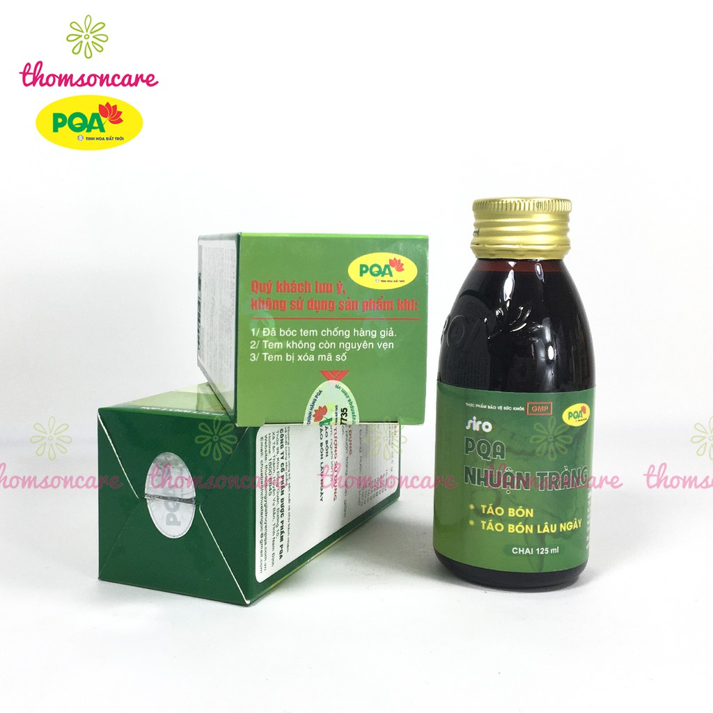 Siro Nhuận Tràng PQA - Giúp nhuận tràng, ngăn ngừa táo bón, trĩ ở người lớn và trẻ em - Chai 125ml