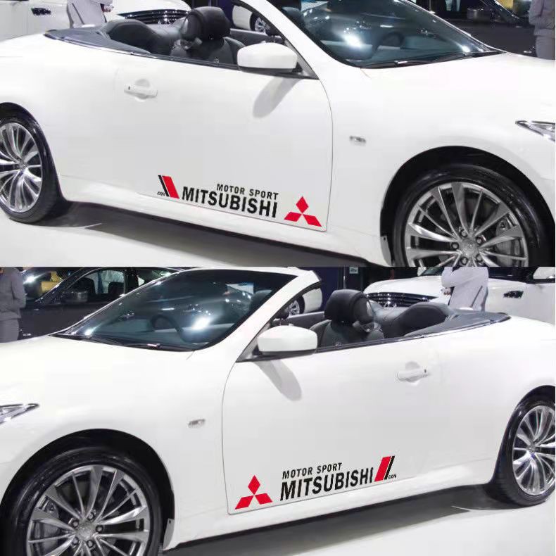 1 Cặp Nhãn Dán Decal Trang Trí Thân Xe Hơi Mitsubishi DIY