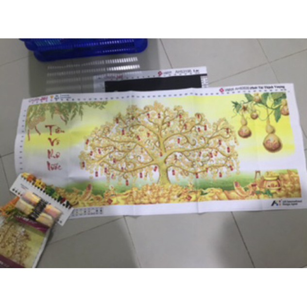 Tranh thêu chữ thập cây tiền Vô Như Nước 3D Ailuo AL53530