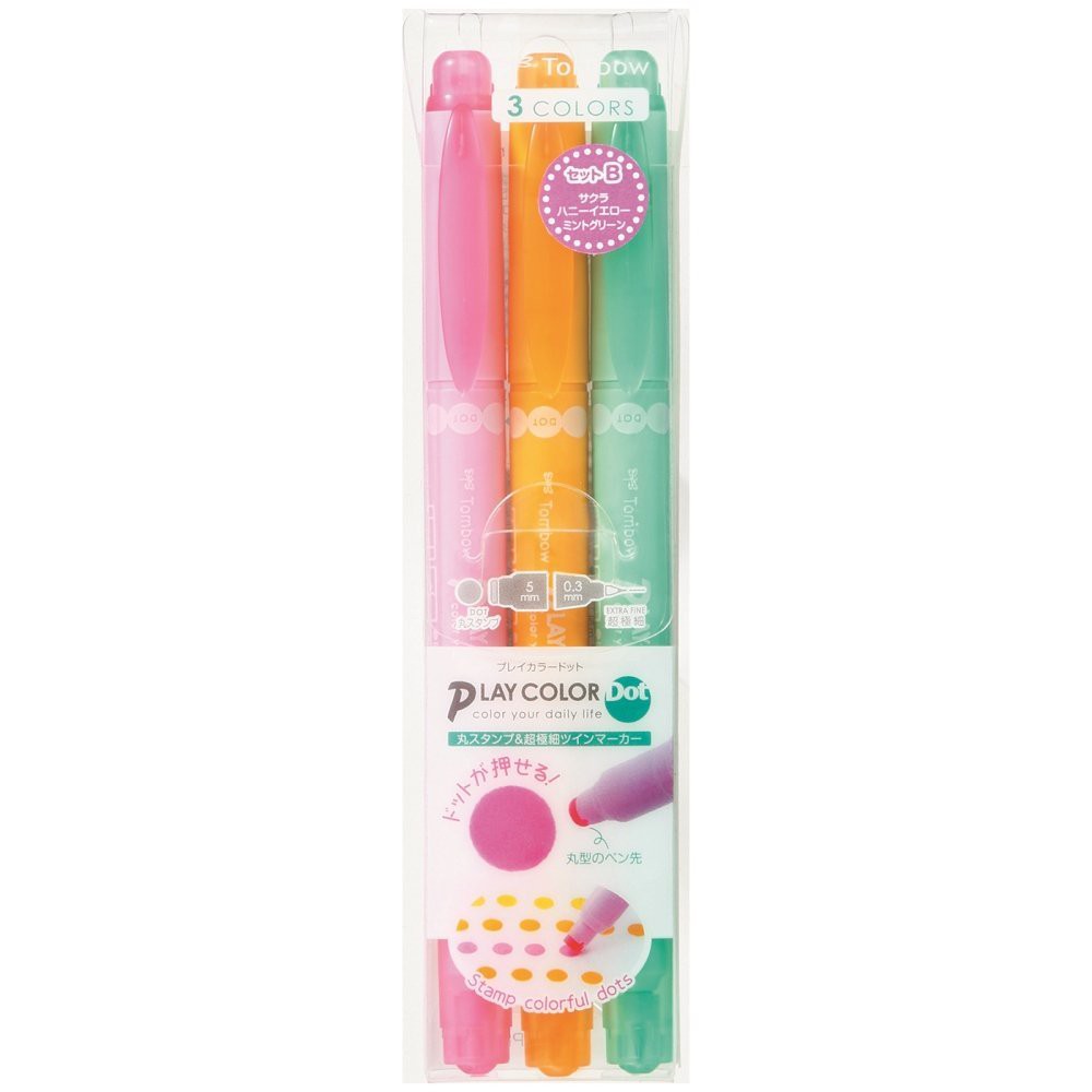 Bút trang trí 2 đầu Tombow PLAY COLOR DOT - Bộ 3 màu GCE-311