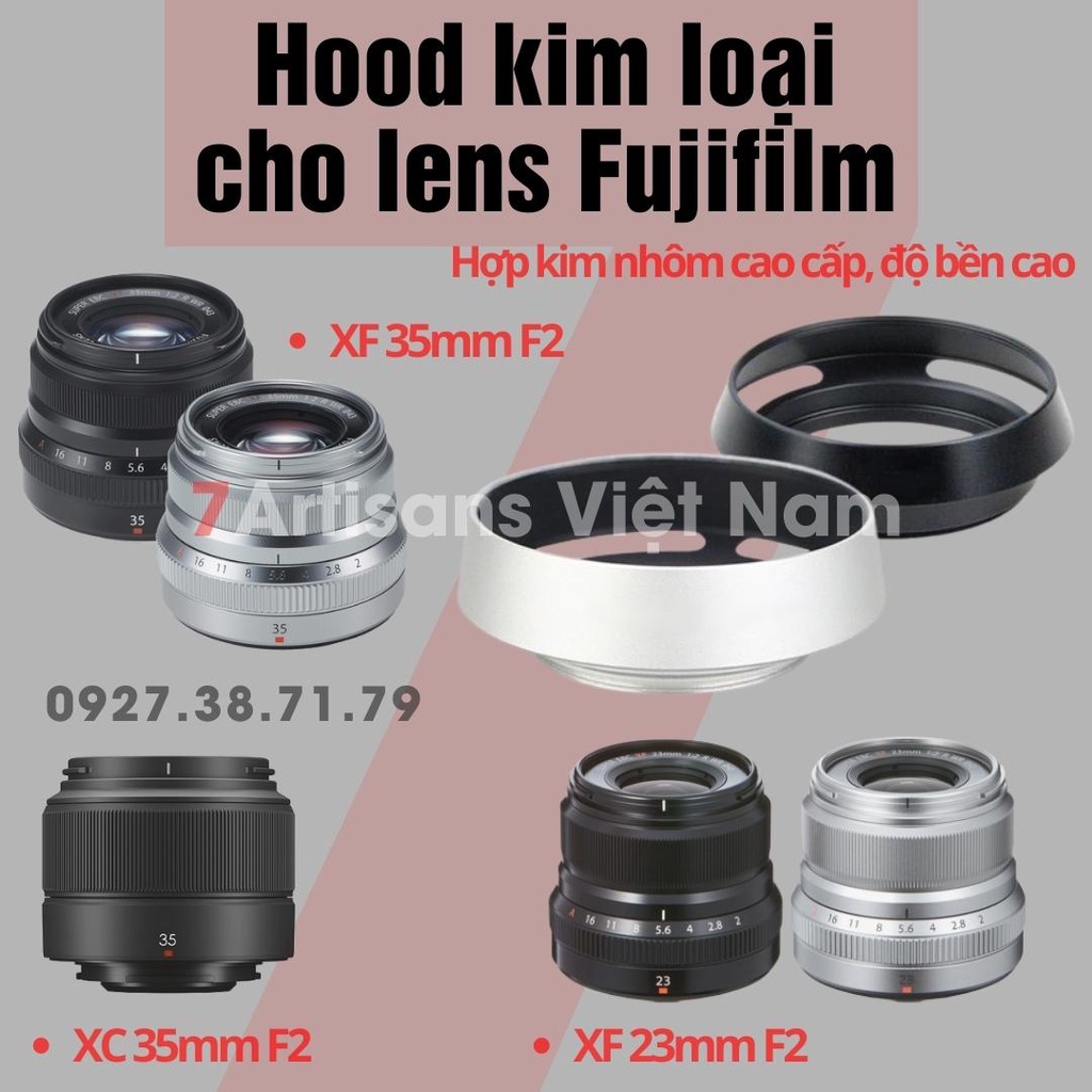 [CÓ SẴN] Hood kim loại tròn dáng Leica dành cho lens Fujfilm XF 35mm F2, Fujfilm XC 35mm F2, Fujfilm 23mm F2